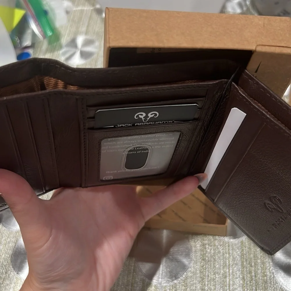 361.‎ Jack Abrahams Genuine Brown Leather Wallet with Black Accent